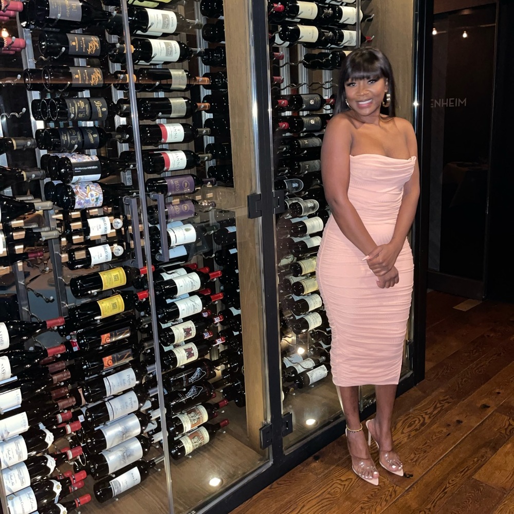 Oh Polly blush pink midi dress